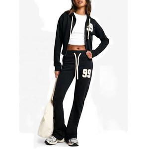 <b>Women's</b> Maroon Two Piece Breathable Plus Size Tracksuit Hooded <b>Zip</b> <b>Sweatshirt</b> High Waist Joggers Number 99 Print Casual Regular - Product Image 2