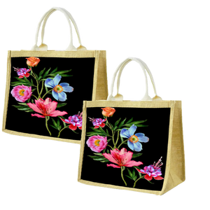 กระเป๋าช็อปปิ้งแฟชั่นที่มีด้ามจับสีดำทำในอินเดียโดยมีการพิมพ์ดิจิตอล - Product Image 2