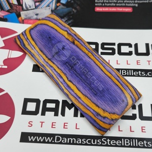 Pares de Escamas para Mango de Cuchillo, Color Morado Atardecer, Madera de Abedul Laminada Vibrante en Morado y Amarillo, Resina para Cuchillos Personalizados - Product Image 5