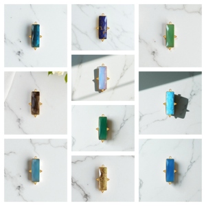 Colgante de piedra de cuarzo verde azulado con forma de rectángulo de plata sólida para hacer joyería DIY - Product Image 2