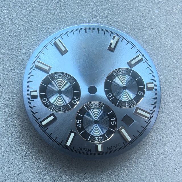 Custom Watch Dial Sunray Watch Dial with Luminous Indexes Arabic Dial Watch R logo NH35 28.5MM