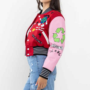 Vente en gros de vestes universitaires personnalisées recadrées pour femmes manteaux courts en tricot avec doublure en laine brodée et respirante pour l'automne - Product Image 6