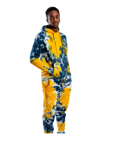 À la mode unisexe cravate teinture survêtement confortable élégant à capuche deux pièces ensemble de vêtements de détente cordon pour tenue décontractée se prélasser motif solide - Product Image 1