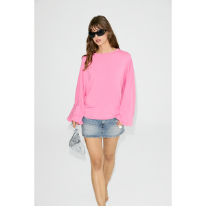Blusa de Mujer ETHIQUET LEYKIM con Cuello Barco y Mangas Abullonadas en Tela Suave y Elástica - Product Image 2