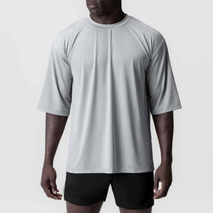 T-shirt élégant et surdimensionné 100% coton pour hommes, léger et respirant avec coupe ample anti-boulochage, t-shirts col rond avec logo personnalisé - Product Image 1