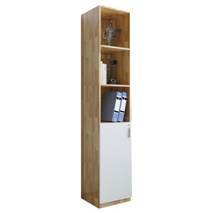Modern Minimalist 40x40x220cm Rubber Wood Filing Cabinet with 1 Bottom Door THS68020 Freestanding Movable for Office Workshop - Product Image 1