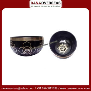 ชามทองเหลืองสำหรับการร้องเพลงจักระทั้งเจ็ดสีดำเพื่อการผ่อนคลายความเครียดโยคะโลหะเกี่ยวกับการเดินเรือ - Product Image 5