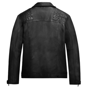 แจ็คเก็ตหนังแกะแท้สำหรับผู้ชาย คอตั้ง ปักโลโก้ด้านหน้า กันน้ำ กันลม ดีไซน์ล่าสุด ผลิตตามแบบ OEM คุณภาพสูง รับผลิตตามสั่ง - Product Image 2