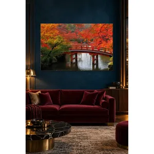 Impression sur toile du pont japonais Fida sous des érables rouges - Product Image 4
