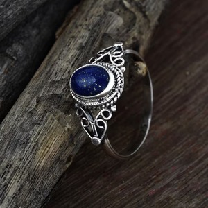 Men's Vintage Style 925 Sterling Silver Bezel Setting Hand-Cut Natural <b>Lapis</b> <b>Lazuli</b> Stone Third Party Certified Statement <b>Ring</b> - Product Image 1