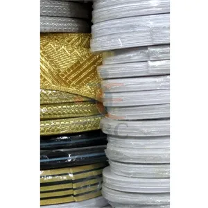 2024 Eco-Friendly Gold <strong>Metallic</strong> Thread Braids Lace Ribbon Braid <strong>Sequin</strong> Fabric Polyester/Cotton High Quality Ceremonial Uniform - Product Image 1