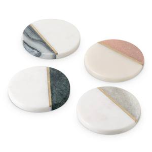 Marble <b>and</b> Mother of Pearl Inlay <b>Coasters</b> <b>Set</b> Tea <b>and</b> Coffee Tabletop Pad for Bar Occasions - Product Image 3