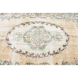 Tapis en laine turque beige et vert vintage 5.3 x 9.3ft tissage plat Patchwork Design pour décorations de salon - Product Image 5