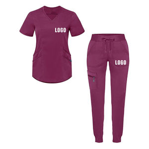 Hospital Scrubs Hombres Mujeres Logotipo personalizado cuello en V Uniformes de enfermera Conjuntos Doctor Enfermeras Dental Hospital Uniforme Conjuntos Scrubs Trajes - Product Image 4