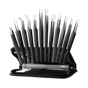 Kit de pince à épiler antistatique électronique professionnelle avec embouts de précision non magnétiques pour les travaux de réparation de circuits imprimés - Product Image 1