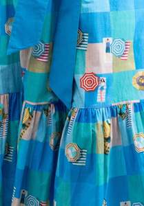 Vente en gros personnalisée robe longue ukrainienne bleu corail brodée avec pompon robe longue une pièce robe vêtements de mode de haute qualité - Product Image 2