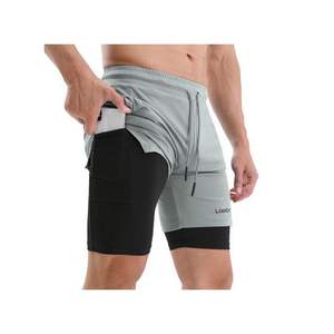 Short d'entraînement personnalisé 2-en-1 pour hommes Short de grande taille en nylon à double couche avec cordon de serrage Style décontracté pour l'entraînement en salle de sport - Product Image 4