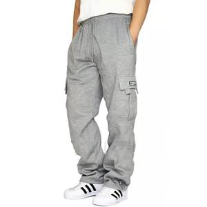 Nouveau pantalon de sport décontracté pour homme, en molleton, avec pieds retroussés, multi-poches, cordon, pantalon de survêtement ample pour homme - Product Image 5