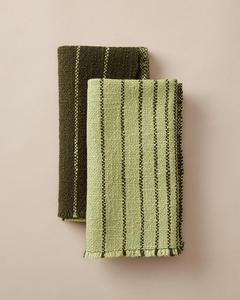 ITHL Serviettes en coton à motif rayé vert écologique faites à la main pour les mariages réunions de famille lavables pour les restaurants - Product Image 1