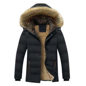 Vêtements d'hiver tendance pour hommes, parka matelassée imperméable noire pour hommes, veste longue pour l'extérieur - Product Image 2