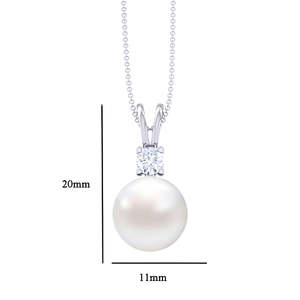 NOVAMART Fine Classic Pearl Pendant with 925 <b>Sterling</b> <b>Silver</b> <b>Chain</b> Gift <b>for</b> <b>Women</b> and Girls Necklaces Wholesale Export - Product Image 3