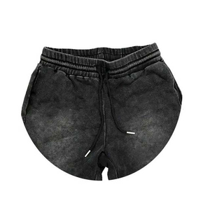 2025 Vintage été haute rue hommes Shorts de sport haute qualité coton lavage à l'acide personnalisé solide motif Jogging sueur Shorts de course - Product Image 3
