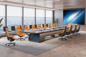 Modern Luxury Smart Large Executive Conference <b>Table</b> for <b>Office</b> Hotel Meeting Rooms 14-22 Seats Rectangle Wooden Multifunctional - Product Image 5