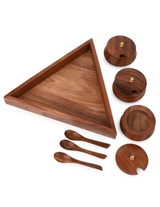 Sheesham Wood Serving <b>Jar</b> Set for Condiments Snacks and Mukhwas with Spoons and Tray Set of 3 <b>jars</b> Table decoration - Product Image 5