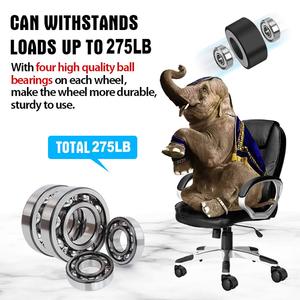 Roulettes modernes pour chaise de bureau (tiges de 10 mm et 11 mm) - 5 roulettes pivotantes robustes pour tous types de sols (noir) - Product Image 2