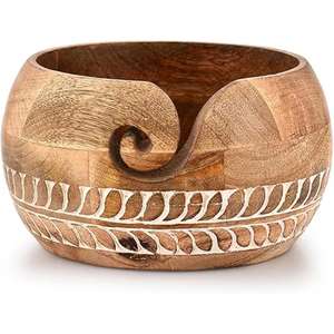 Bol de fil en bois unique bols de fil à tricoter avec trous de stockage à la main porte-fil Designer Look vente chaude bol de fil de bois - Product Image 6