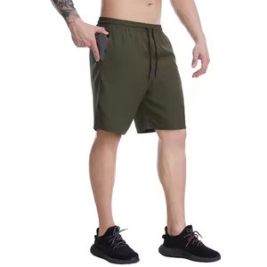 Short d'entraînement athlétique de gymnastique léger et respirant pour hommes Short de sport de course à séchage rapide Poches à taille élastique Motif solide Mid - Product Image 2