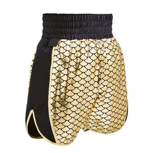 กางเกงขาสั้นกีฬา MMA แบบผูกเชือกโพลีเอสเตอร์พิมพ์ลายสำหรับทั้งชายและหญิงชุดชกมวยสีพื้นยืดได้ตามต้องการสำหรับผู้ใหญ่และผู้ชาย - Product Image 2