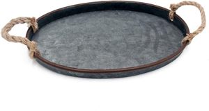 Bandeja de Servir de Metal Galvanizado Plateado Hecha a Mano al por Mayor con Asas, Diseño Artesanal, Acabado Pulido, Apta para Lavavajillas y Microondas - Product Image 3