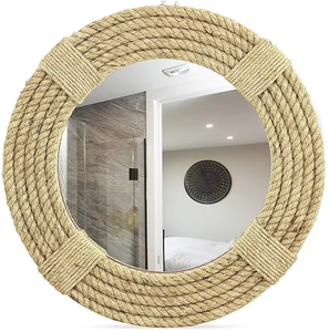 Cuerda trenzada Espejos decorativos redondos Cuerda Espejo acentuado Marineros marítimos Decoración Regalos Espejos de baño 12 pulgadas - Product Image 6