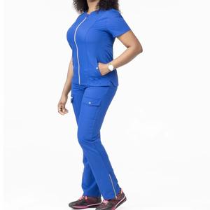 Juego de exfoliante médico cómodo de alta calidad para enfermeras, parte superior sólida, transpirable, antiarrugas, algodón, poliéster, Material de Spandex suave, bolsillos - Product Image 3