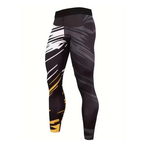 Collants de course d'entraînement en gros avec logo imprimé à la taille logo personnalisé leggings de compression de gymnastique respirants pour hommes - Product Image 1