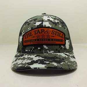 En gros Logo personnalisé numérique Camo cuir Patch Cap réglable 112 maille dos plat bord camionneur chapeau pêche activités de plein air - Product Image 2