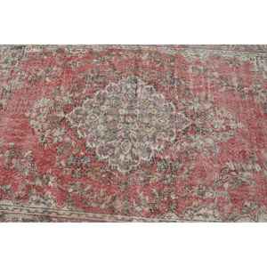 Tapis vintage 5,2 x 9,3 pieds, tapis turc, tapis en laine abstrait rouge - Product Image 5