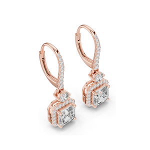 ต่างหูเพชรทรง Asscher Cut น้ำหนัก 2.598 กะรัต ความใส VVS-VS สี EF  ทอง 18KT, 14KT, 10KT และเงิน 925 สีโรสโกลด์, สีเหลือง, สีขาว - Product Image 5
