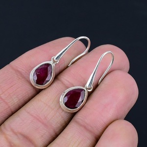 Boucles d'oreilles pendantes en argent sterling 925 de style bohème fait à la main avec rubis bijoux tendance pour femmes cadeau de fête - Product Image 2