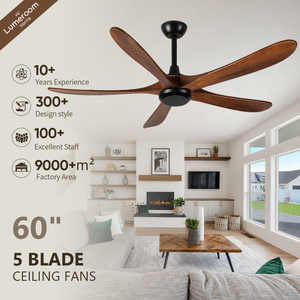 60 Inch Modern Farmhouse <b>Ceiling</b> <b>Fan</b> with <b>Remote</b> <b>Control</b>, 5 Blade Wood <b>Ceiling</b> <b>Fan</b> for Hotel Covered Outdoor - Product Image 1
