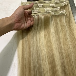 Extensions de cheveux 100% naturels malaisiens, cheveux humains, lisses et alignés, cuticules, couleur Piano, Double Drawn, avec clips, vente en gros, 100% pouces - Product Image 3