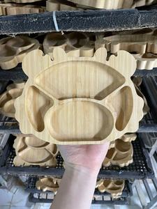 Plato para bebé nuevo diseño 2025 ACCESORIOS DE COCINA Bandejas para servir Bambú Redondo Con Asas Madera y Fondo - Product Image 2