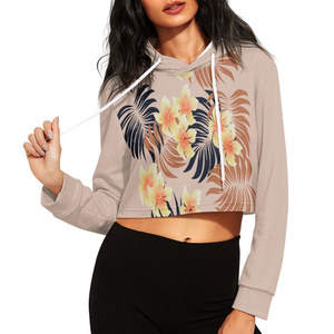 Sudadera personalizada de manga larga con dobladillo suelto a la moda con estampado bajo demanda, ropa de envío directo, Top corto con cuello redondo para mujer, Sudadera con capucha de talla grande - Product Image 1