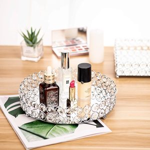 Plateau de maquillage cosmétique en cristal doré brillant plateau de bibelots de bijoux pour la maison commode Table comptoir organisateur de bijoux - Product Image 6