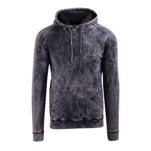 Sweat à capuche coton pull polaire surdimensionné en détresse lavé Vintage lavage à l'acide à capuche haute qualité poche avant sweats à capuche - Product Image 3