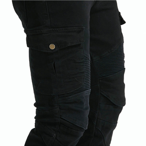 <b>Mens</b> Solid Black Armored Protective <b>Biker</b> <b>Jeans</b> CE Pads Reinforced Knees Cargo Pockets Motorcycle Riding - Product Image 6