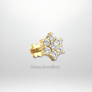 ต่างหูสตั๊ดเพชร14K สีทอง7เม็ด VVS Def เครื่องประดับเพชรที่ปลูกในห้องทดลองจริงได้รับการรับรอง iggia เครื่องประดับขายส่งกำหนดเอง - Product Image 5