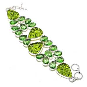 Pulsera de cadena de cuarzo de moldavita Natural de Plata de Ley 925 con efecto de cambio de Color regalo perfecto para cumpleaños - Product Image 2