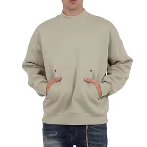 Logo personnalisé Sweat-shirt à col rond pour hommes Épaule tombante vierge 100% coton Oversize épais 400 500 gsm Sweat-shirt à capuche - Product Image 2